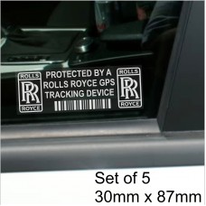 5 x Rolls Royce GPS Tracking Device Security WINDOW Stickers 87x30mm-Phantom,Wraith,Ghost-Car,Van Alarm Tracker